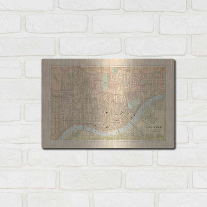 Luxe Metal Art 'Map of Cincinnati' by Wild Apple Portfolio, Metal Wall Art,16x12