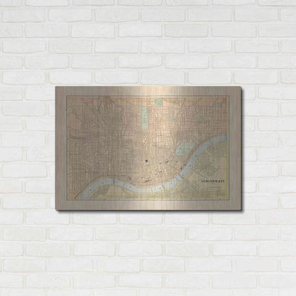 Luxe Metal Art 'Map of Cincinnati' by Wild Apple Portfolio, Metal Wall Art,36x24