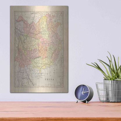 Luxe Metal Art 'Map of China' by Wild Apple Portfolio, Metal Wall Art,12x16