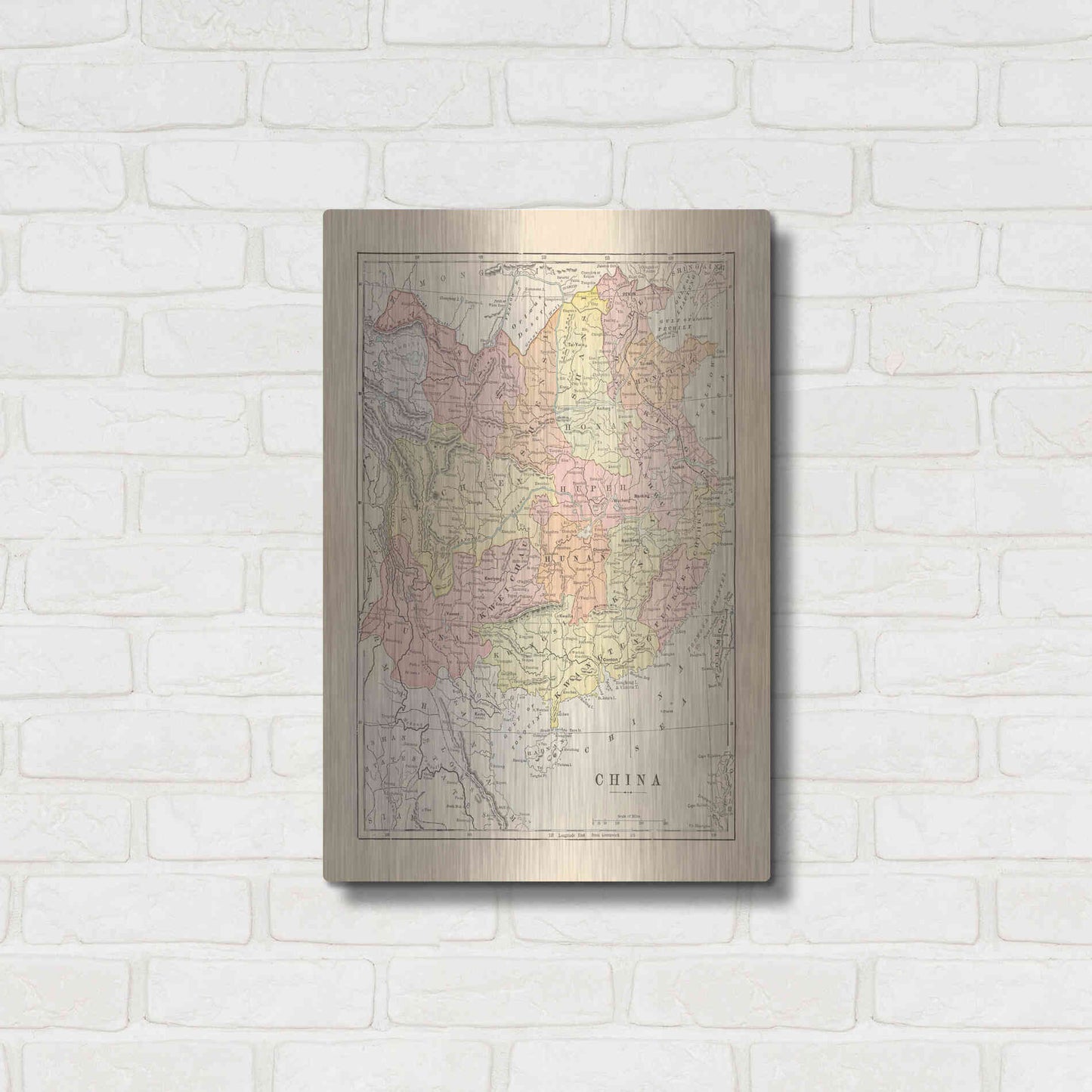 Luxe Metal Art 'Map of China' by Wild Apple Portfolio, Metal Wall Art,16x24