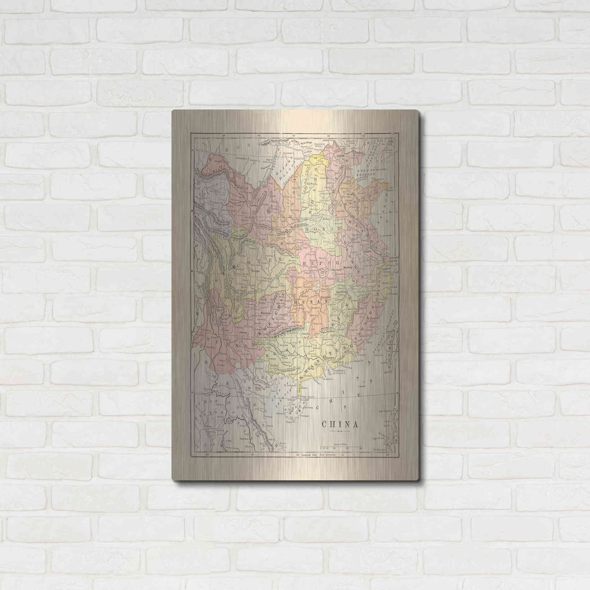 Luxe Metal Art 'Map of China' by Wild Apple Portfolio, Metal Wall Art,24x36