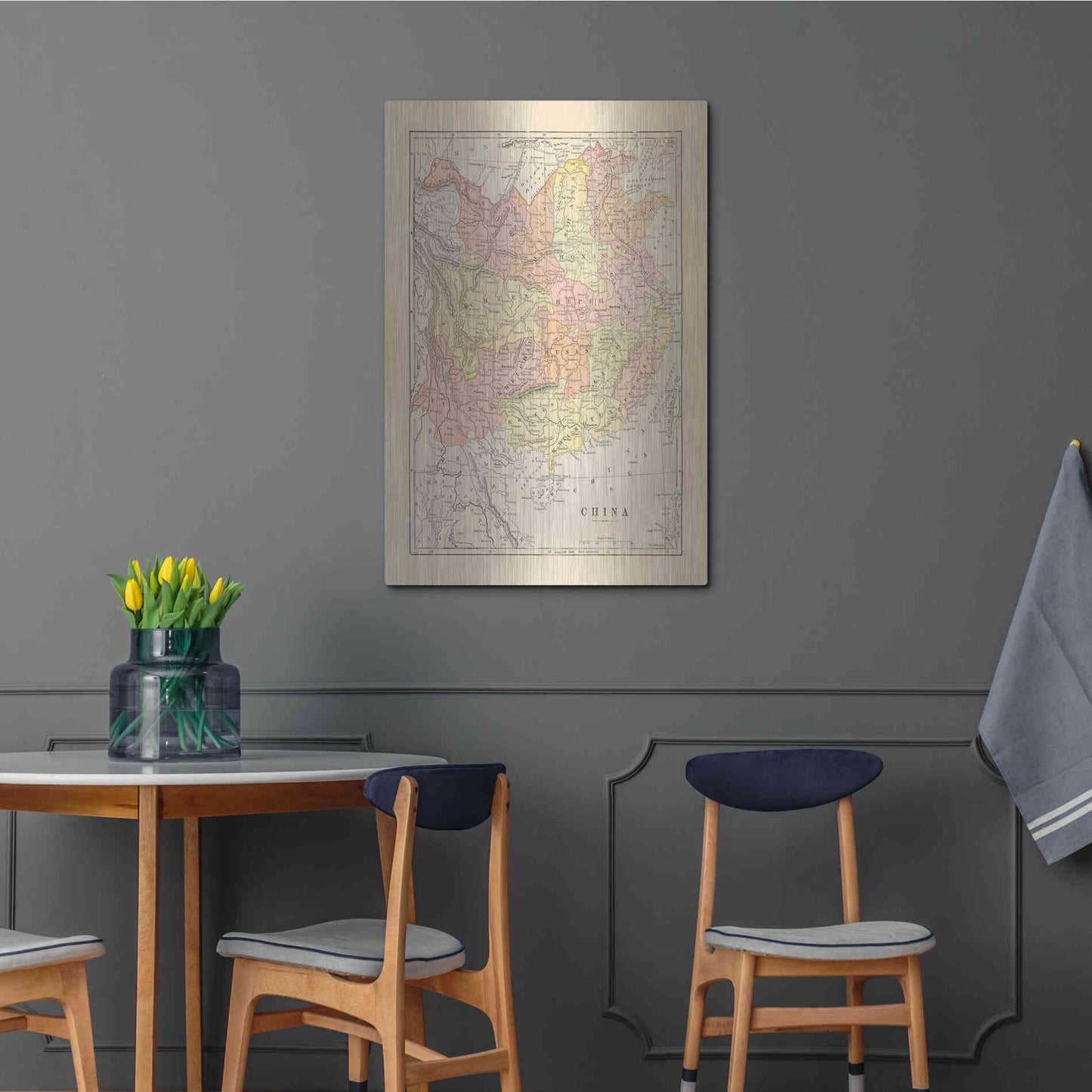 Luxe Metal Art 'Map of China' by Wild Apple Portfolio, Metal Wall Art,24x36