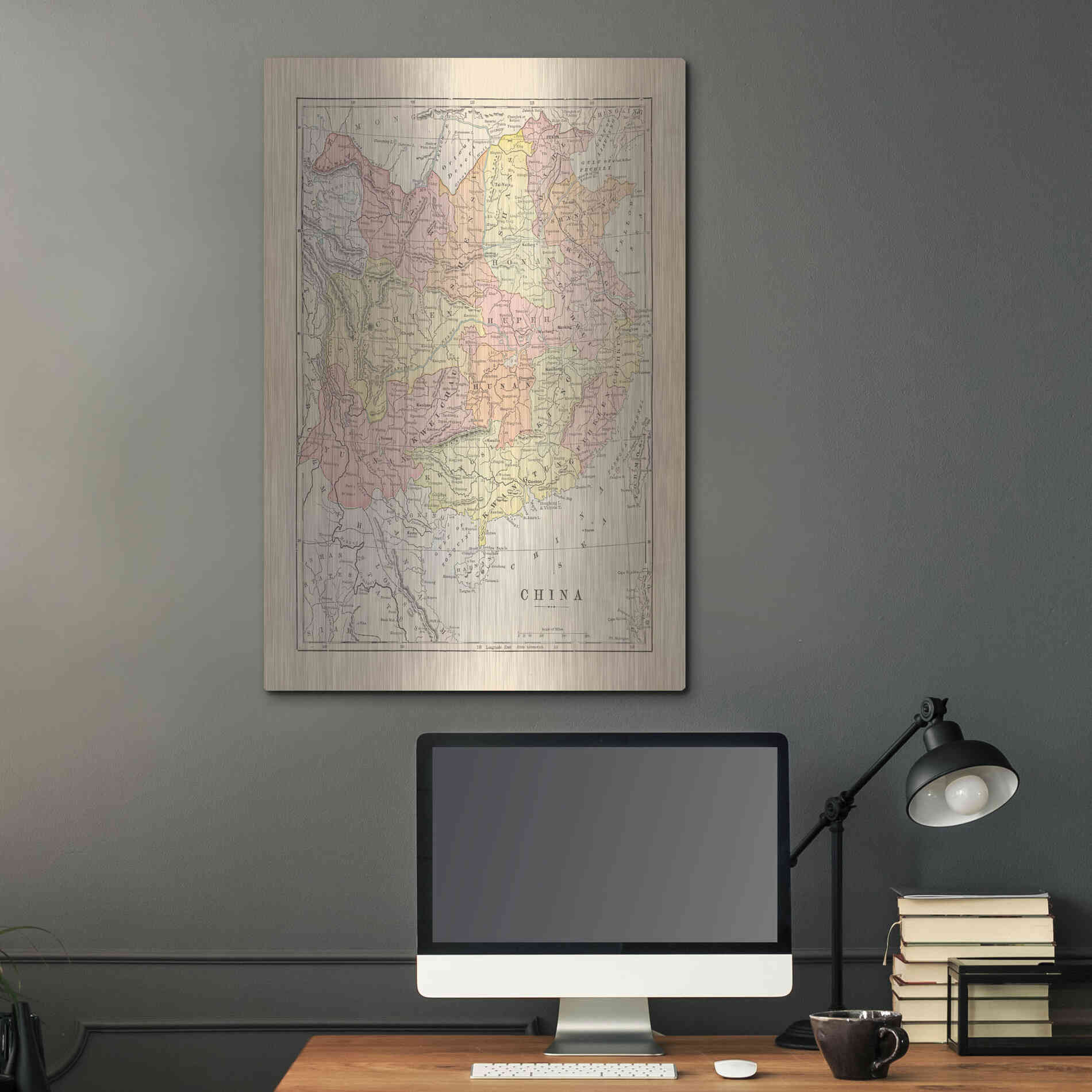 Luxe Metal Art 'Map of China' by Wild Apple Portfolio, Metal Wall Art,24x36