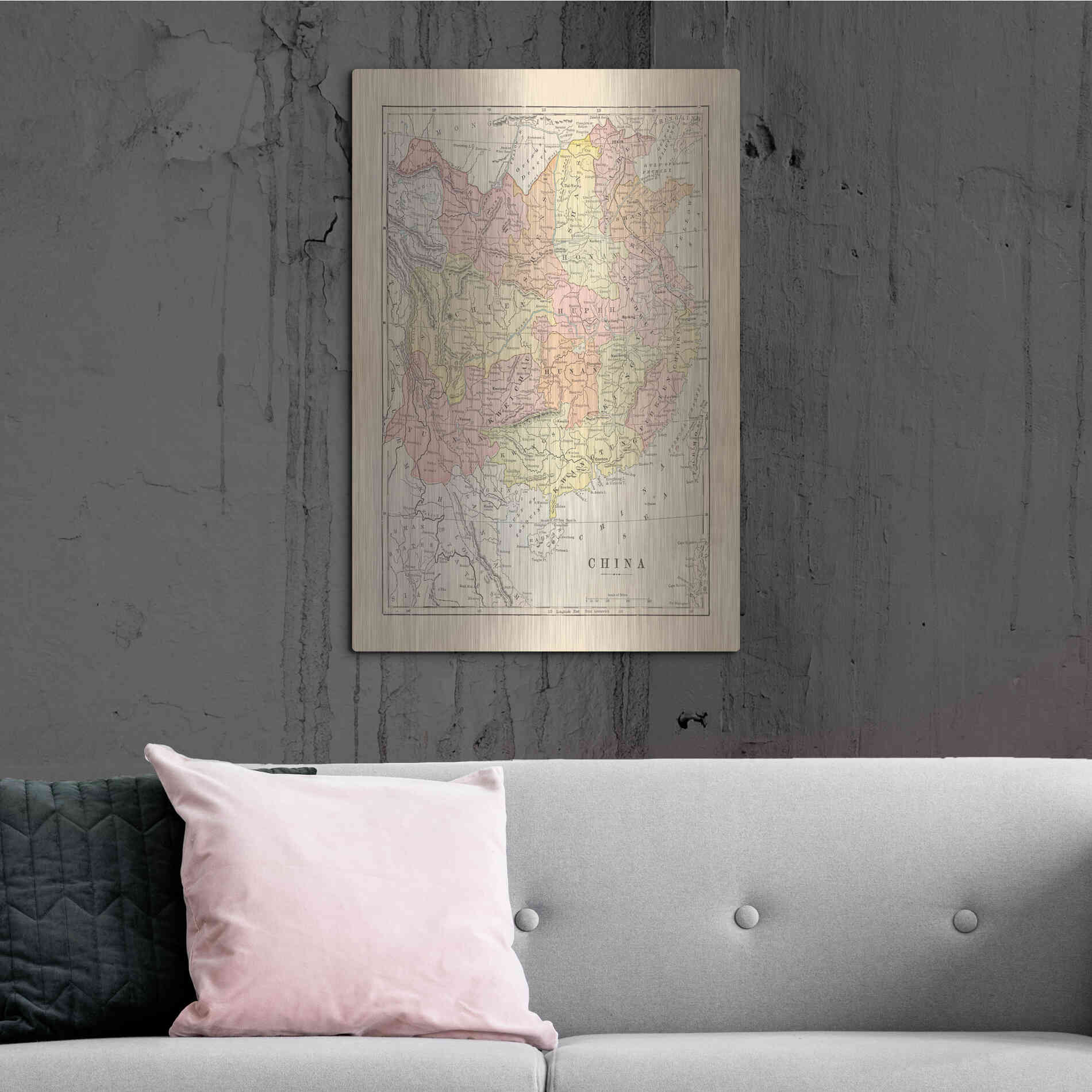 Luxe Metal Art 'Map of China' by Wild Apple Portfolio, Metal Wall Art,24x36