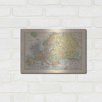 Luxe Metal Art 'Map of Europe' by Wild Apple Portfolio, Metal Wall Art,16x12