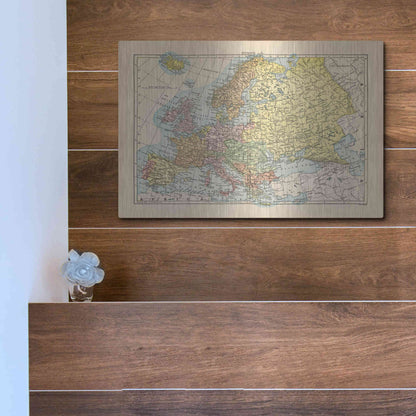 Luxe Metal Art 'Map of Europe' by Wild Apple Portfolio, Metal Wall Art,16x12