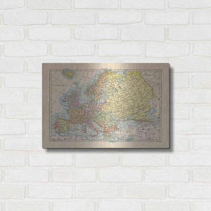 Luxe Metal Art 'Map of Europe' by Wild Apple Portfolio, Metal Wall Art,24x16