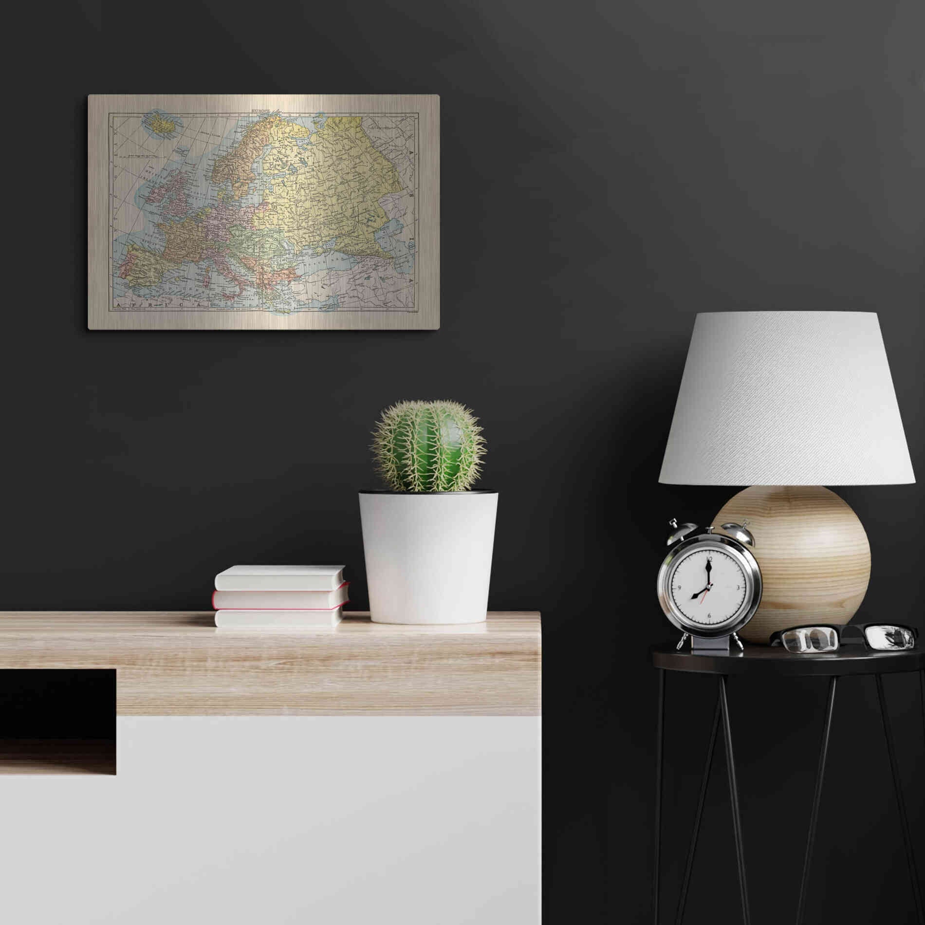 Luxe Metal Art 'Map of Europe' by Wild Apple Portfolio, Metal Wall Art,24x16