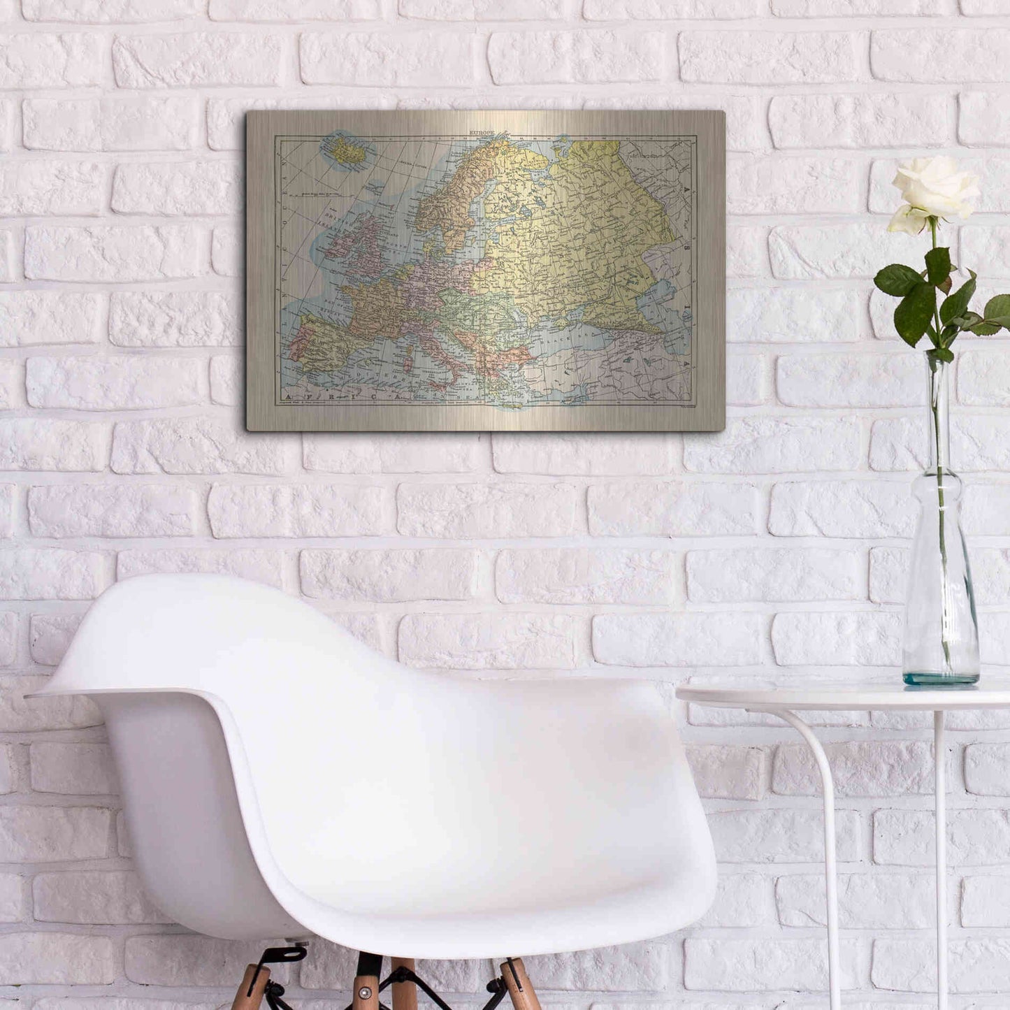 Luxe Metal Art 'Map of Europe' by Wild Apple Portfolio, Metal Wall Art,24x16