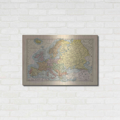 Luxe Metal Art 'Map of Europe' by Wild Apple Portfolio, Metal Wall Art,36x24