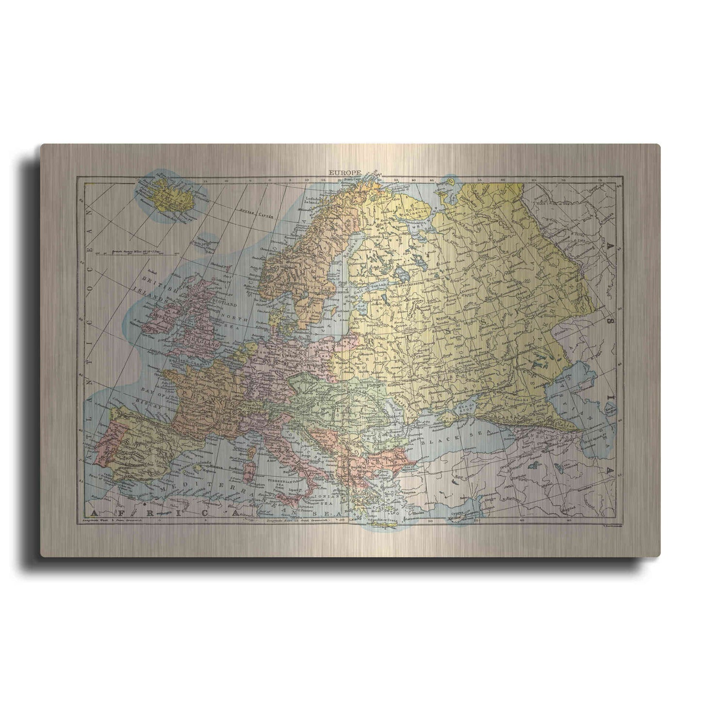 Luxe Metal Art 'Map of Europe' by Wild Apple Portfolio, Metal Wall Art