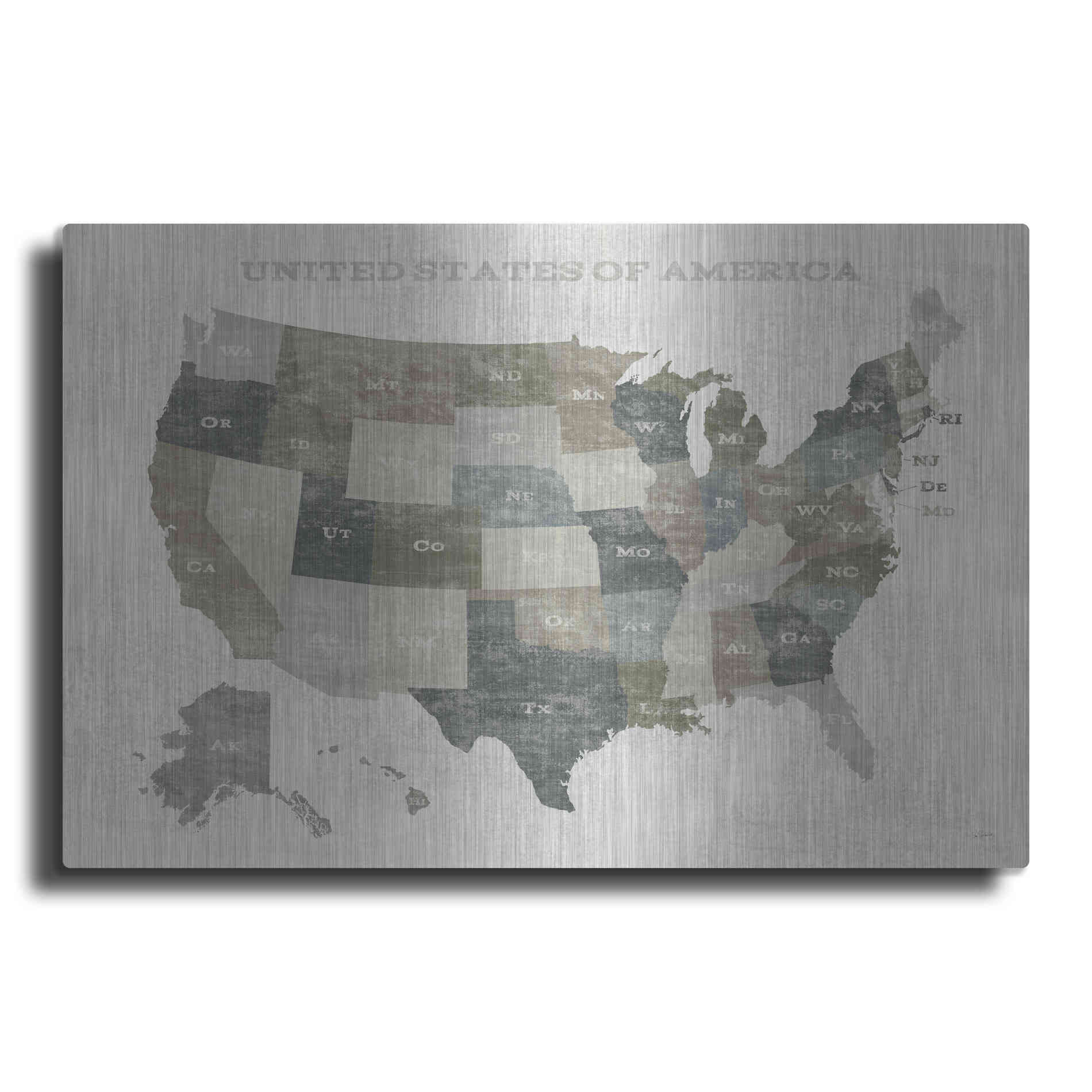 Luxe Metal Art 'Slate US Map' by Sue Schlabach, Metal Wall Art