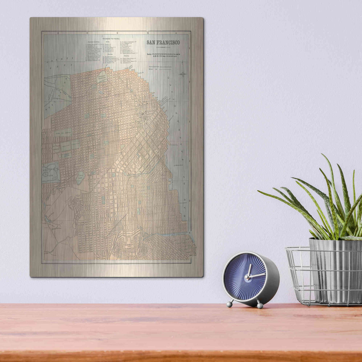 Luxe Metal Art 'San Francisco Map' by Wild Apple Portfolio, Metal Wall Art,12x16