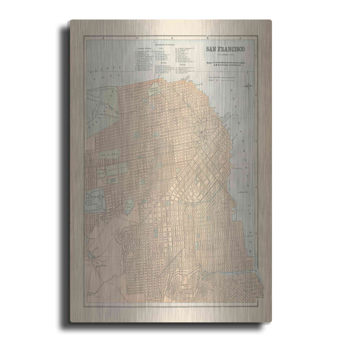 Luxe Metal Art 'San Francisco Map' by Wild Apple Portfolio, Metal Wall Art