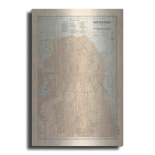 Luxe Metal Art 'San Francisco Map' by Wild Apple Portfolio, Metal Wall Art
