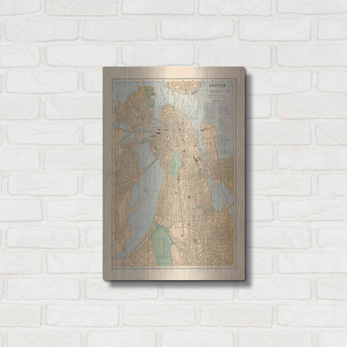 Luxe Metal Art 'Boston Map' by Wild Apple Portfolio, Metal Wall Art,16x24