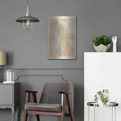 Luxe Metal Art 'Boston Map' by Wild Apple Portfolio, Metal Wall Art,16x24