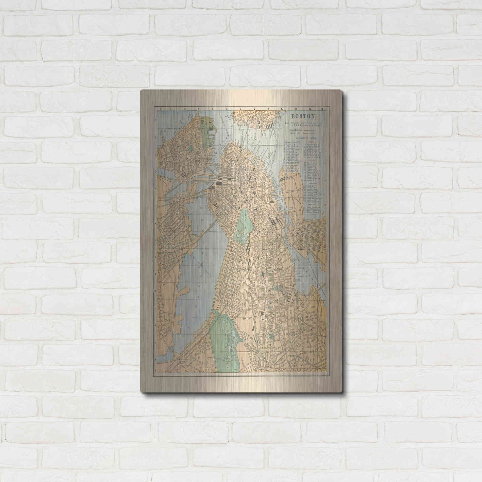 Luxe Metal Art 'Boston Map' by Wild Apple Portfolio, Metal Wall Art,24x36