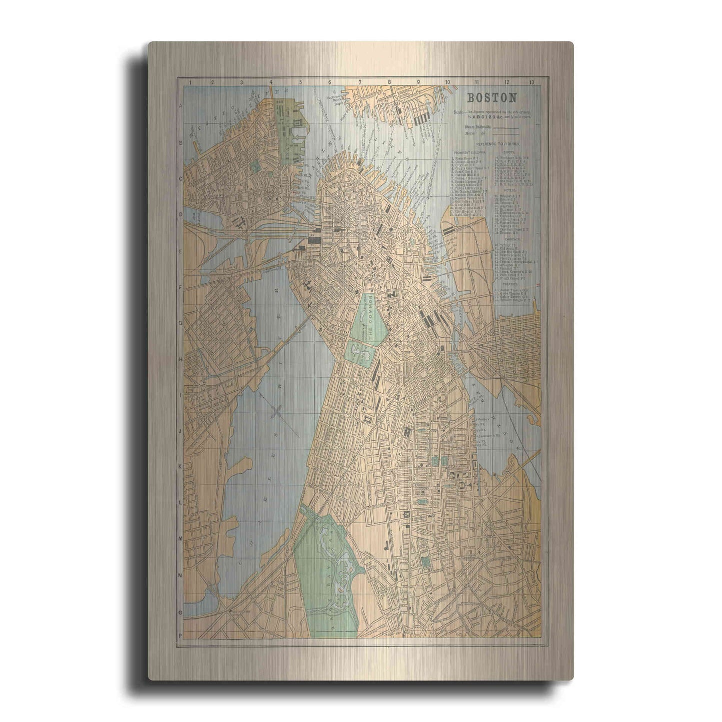 Luxe Metal Art 'Boston Map' by Wild Apple Portfolio, Metal Wall Art