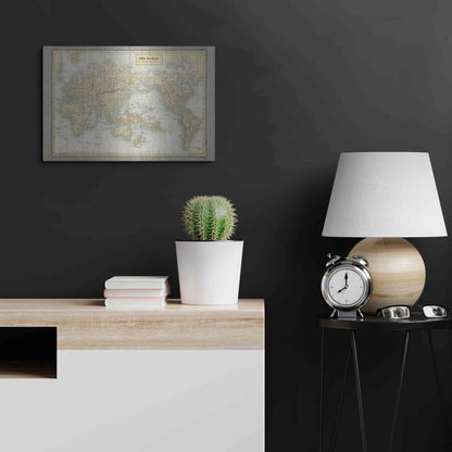 Luxe Metal Art 'The World Map Neutral' by Wild Apple Portfolio, Metal Wall Art,24x16