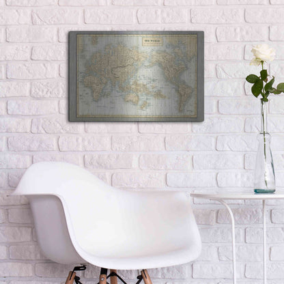 Luxe Metal Art 'The World Map Neutral' by Wild Apple Portfolio, Metal Wall Art,24x16