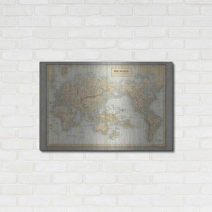 Luxe Metal Art 'The World Map Neutral' by Wild Apple Portfolio, Metal Wall Art,36x24