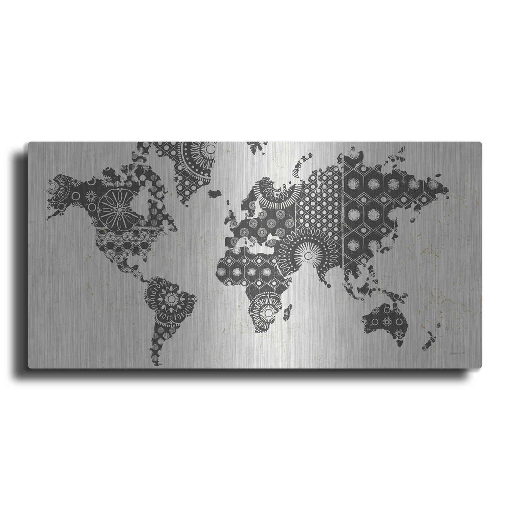 Luxe Metal Art 'Kami Map - No Border' by Kathrine Lovell, Metal Wall Art