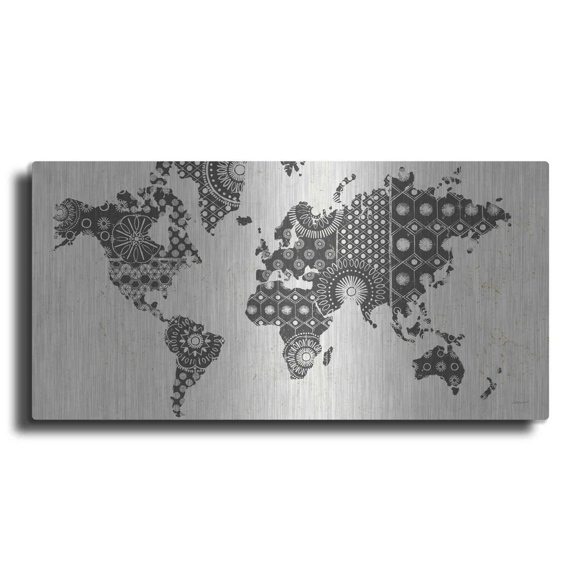 Luxe Metal Art 'Kami Map - No Border' by Kathrine Lovell, Metal Wall Art