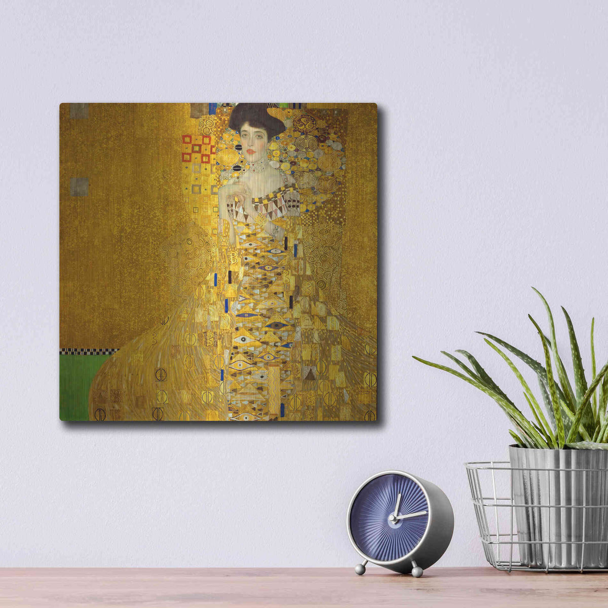 Luxe Metal Art 'Portrait der Adele Bloch-Bauer I' by Gustav Klimt, Metal Wall Art,12x12