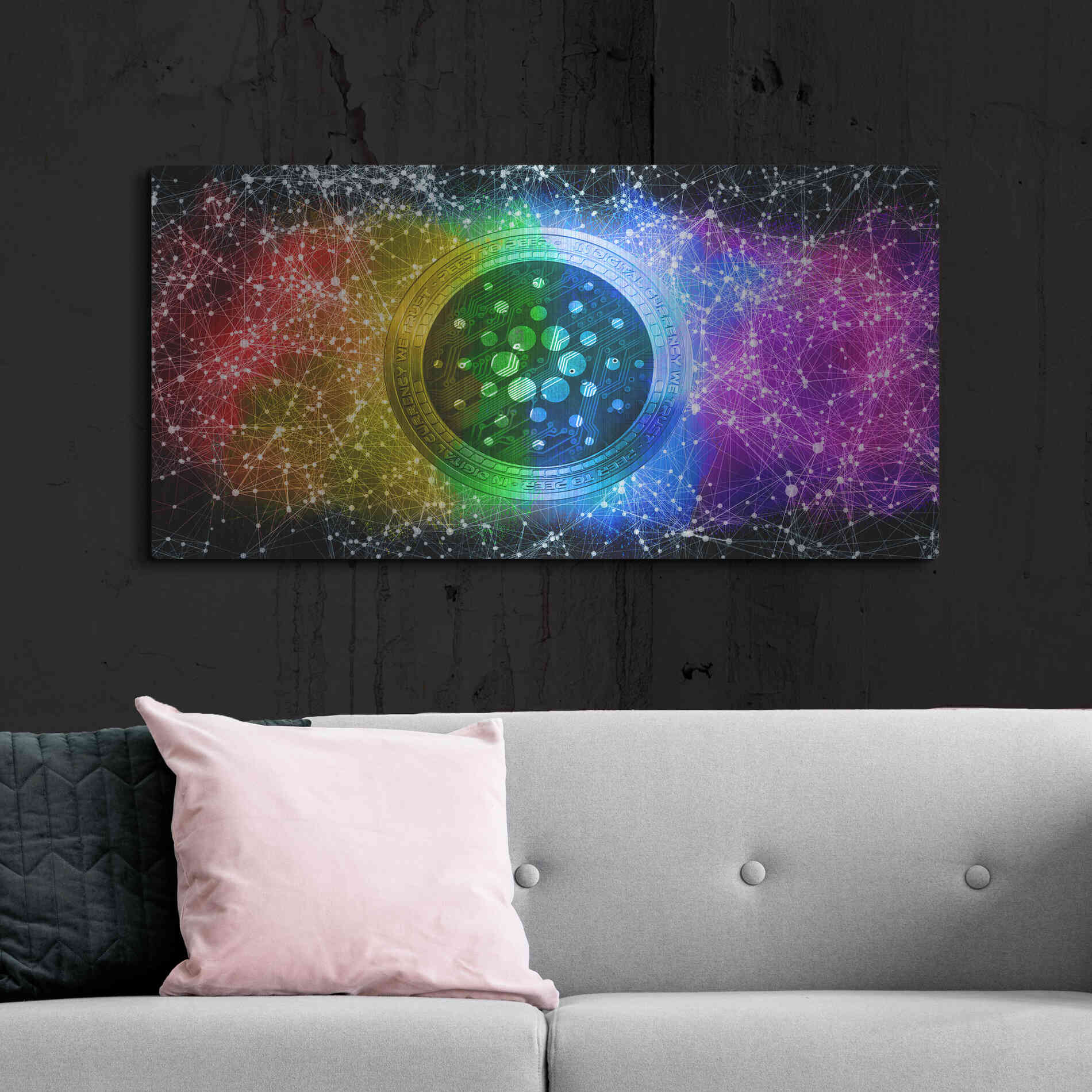 Luxe Metal Art 'ADA Cardano Crypto Constalation' by Epic Portfolio, Metal Wall Art,48x24