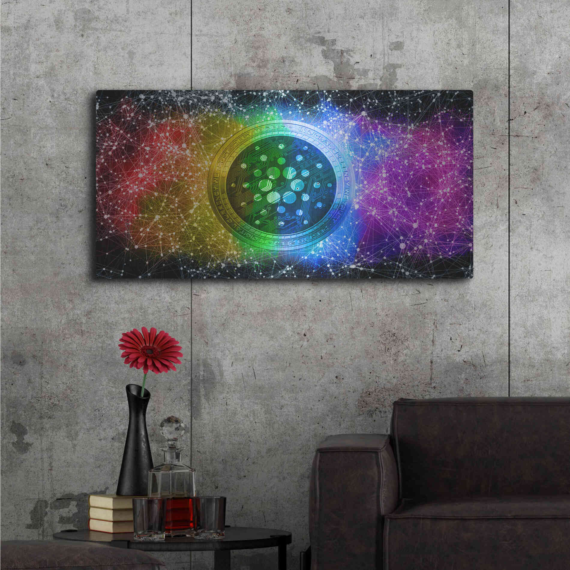Luxe Metal Art 'ADA Cardano Crypto Constalation' by Epic Portfolio, Metal Wall Art,48x24