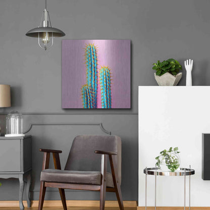 Luxe Metal Art 'Bubble Gum Cactus' by Epic Portfolio, Metal Wall Art,24x24