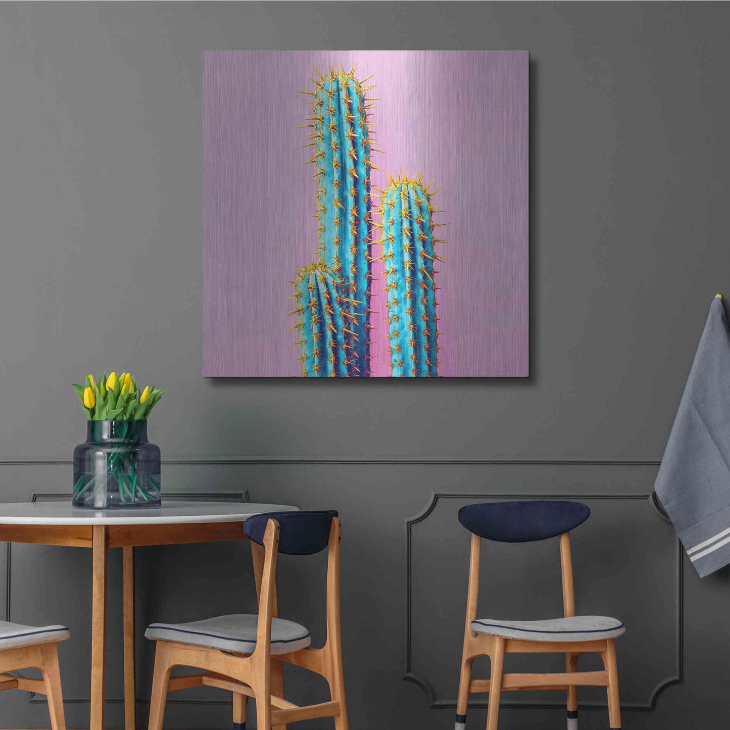 Luxe Metal Art 'Bubble Gum Cactus' by Epic Portfolio, Metal Wall Art,36x36