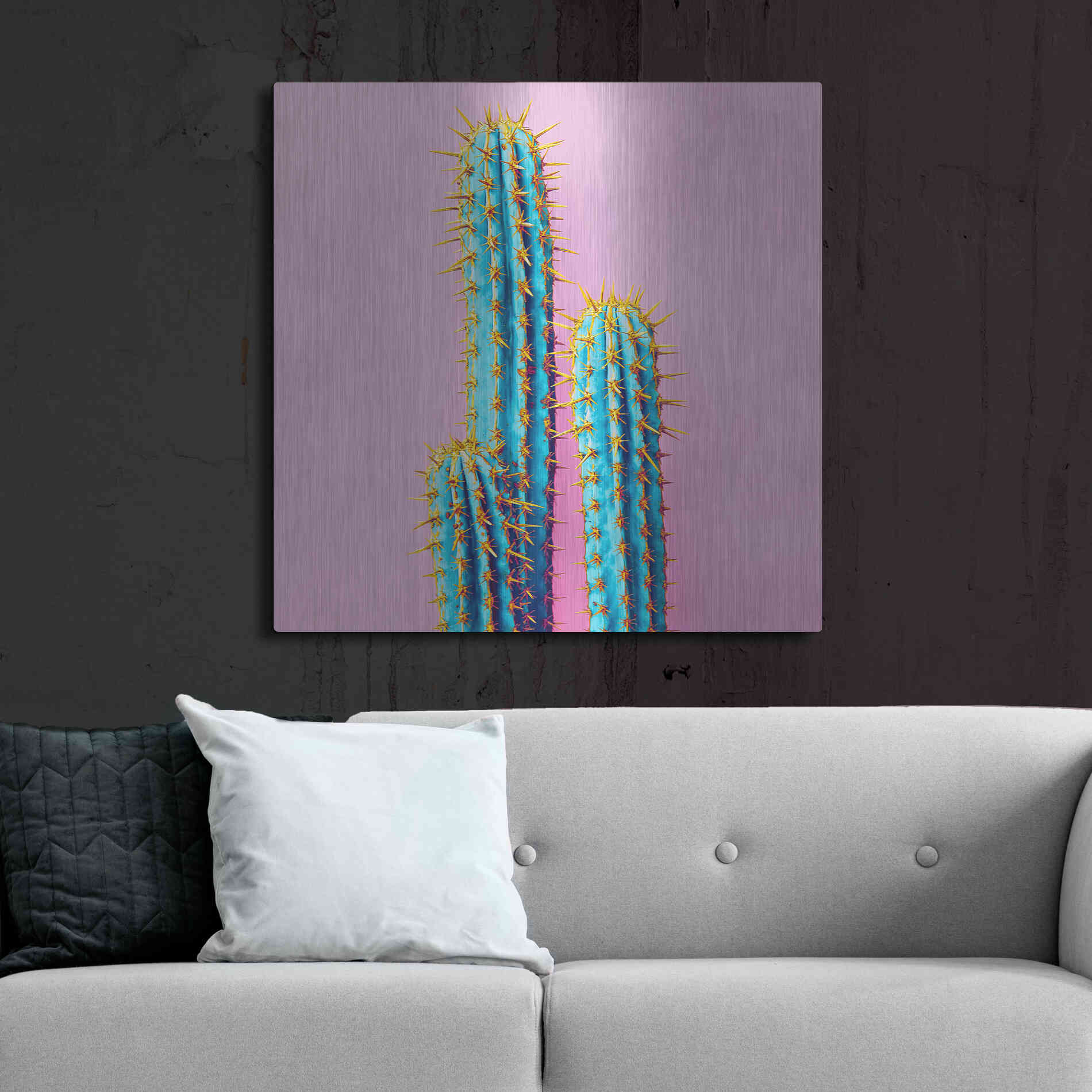 Luxe Metal Art 'Bubble Gum Cactus' by Epic Portfolio, Metal Wall Art,36x36