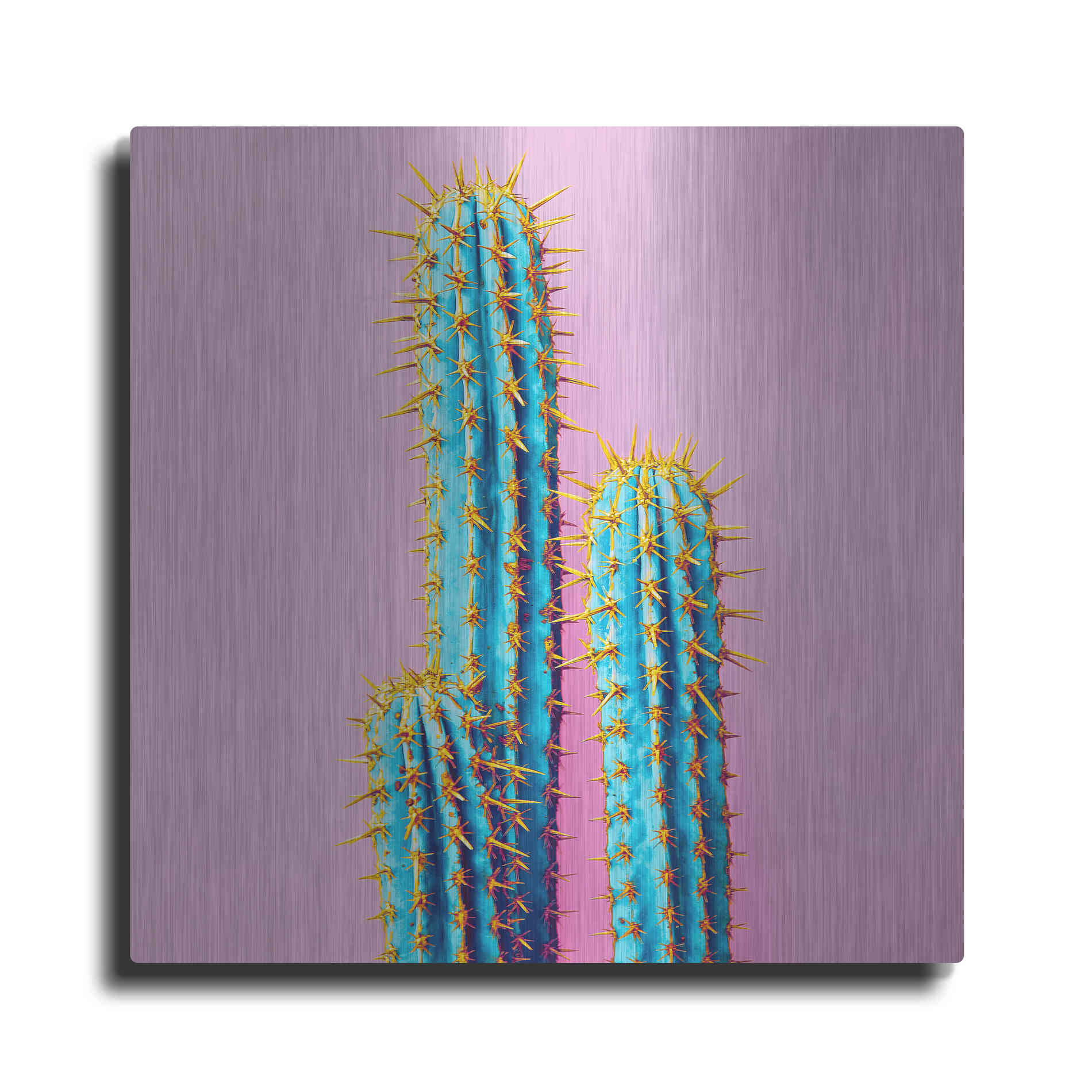 Luxe Metal Art 'Bubble Gum Cactus' by Epic Portfolio, Metal Wall Art