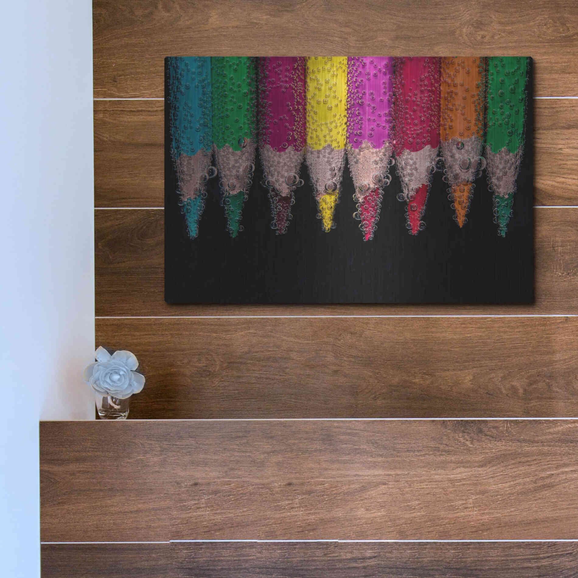 Luxe Metal Art 'Bubbly' by Epic Portfolio, Metal Wall Art,16x12