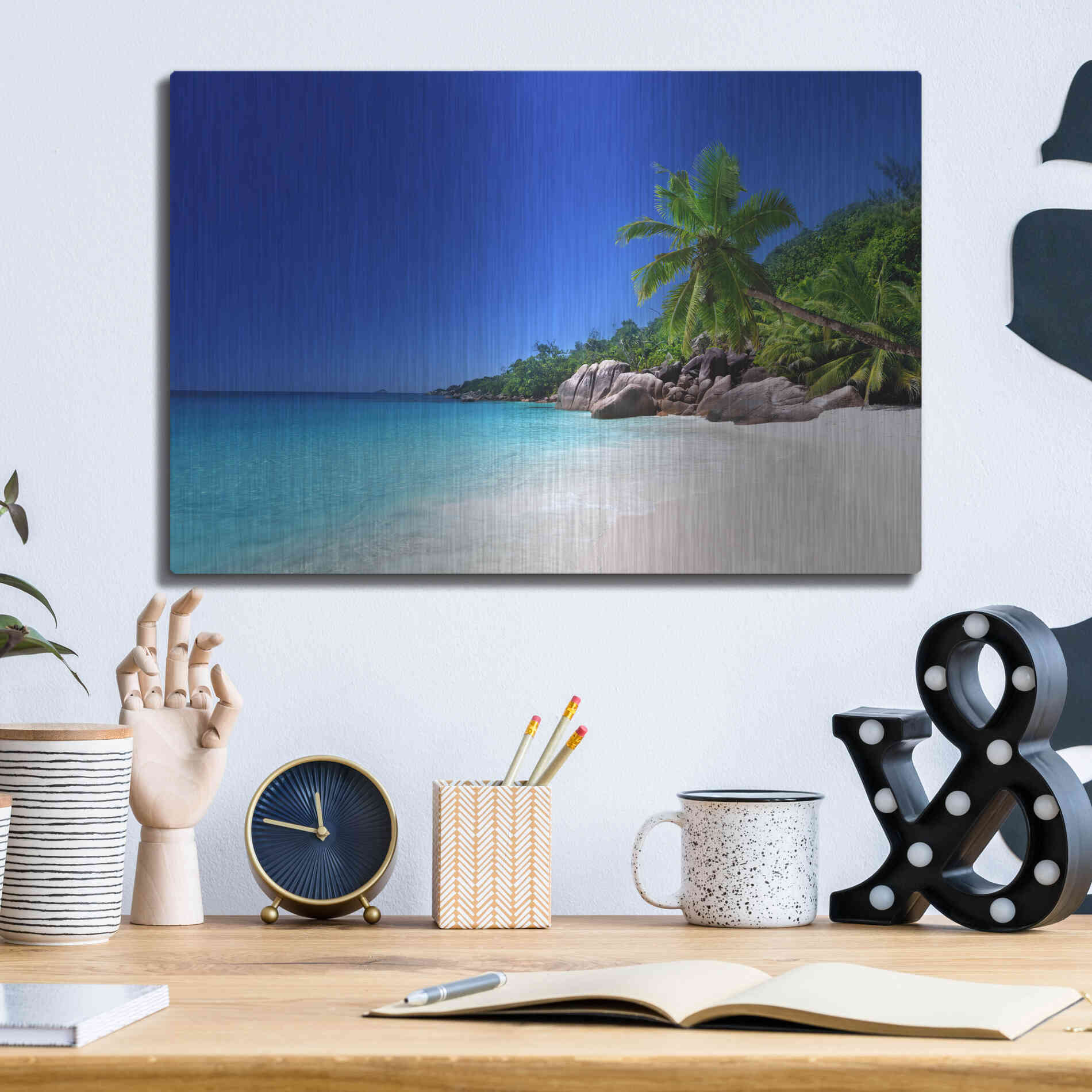 Luxe Metal Art 'Caribbean Paradise ' by Epic Portfolio, Metal Wall Art,16x12