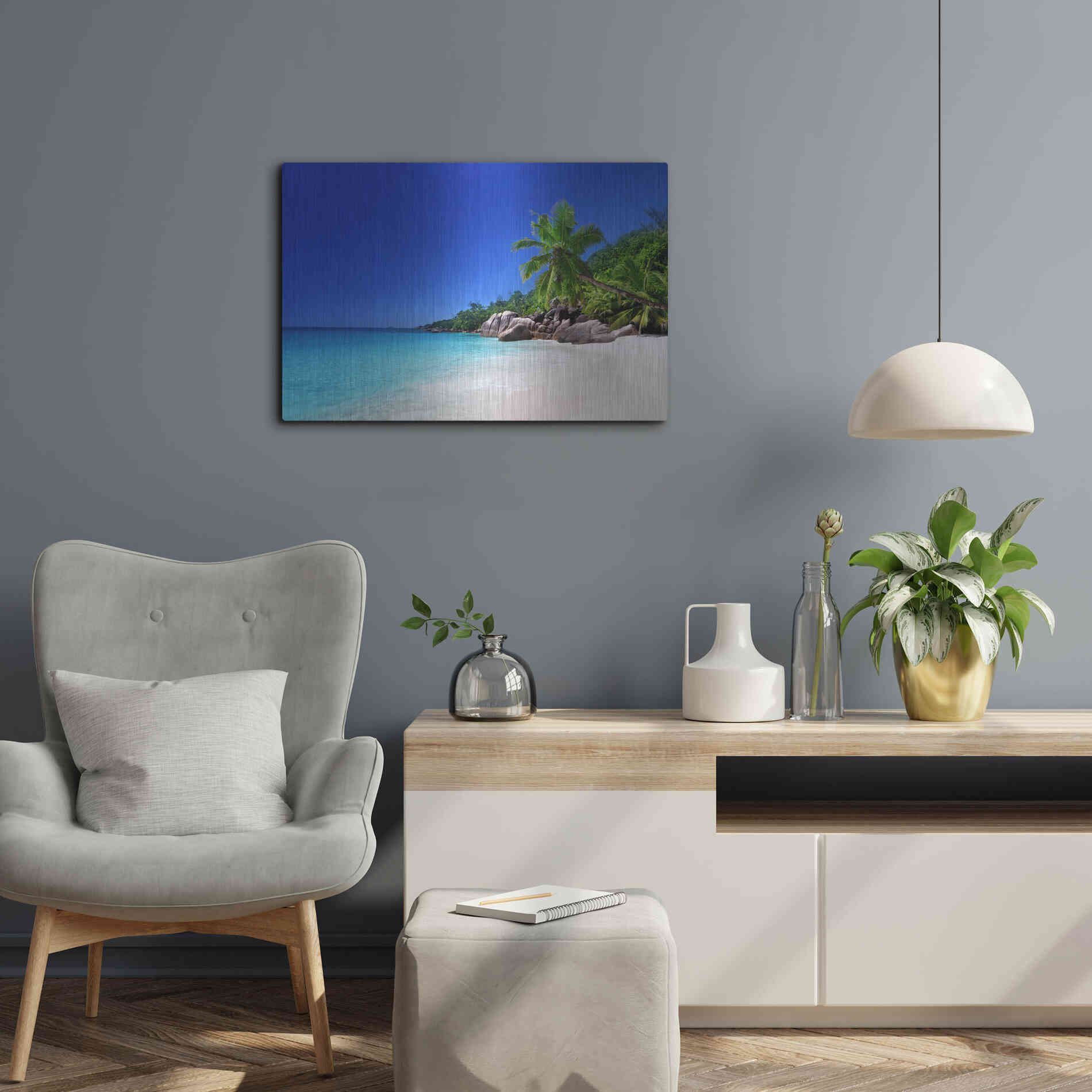 Luxe Metal Art 'Caribbean Paradise ' by Epic Portfolio, Metal Wall Art,24x16