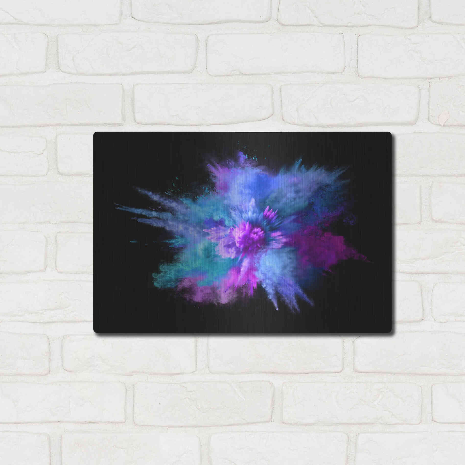 Luxe Metal Art 'Colorful Big Bang' by Epic Portfolio, Metal Wall Art,16x12