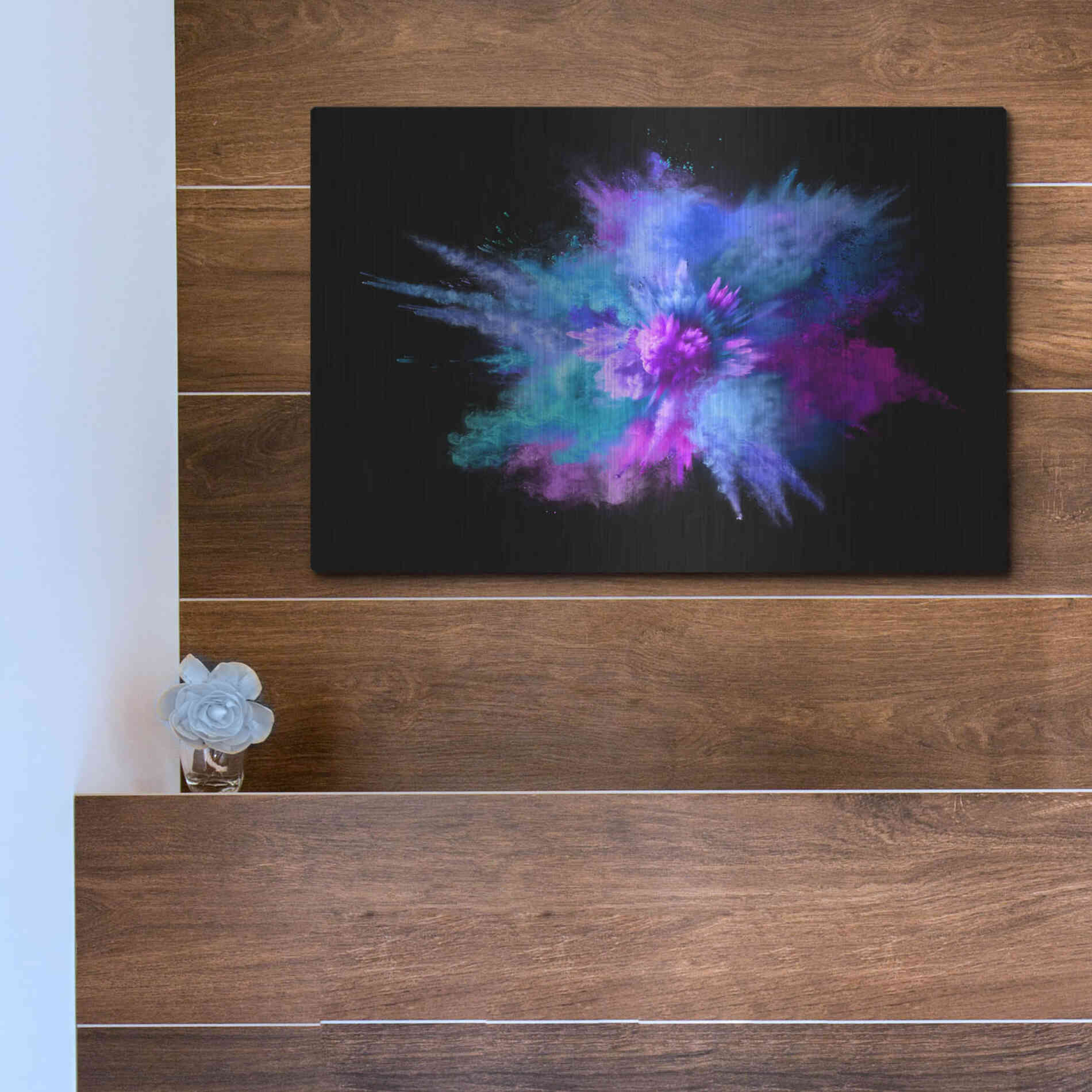 Luxe Metal Art 'Colorful Big Bang' by Epic Portfolio, Metal Wall Art,16x12