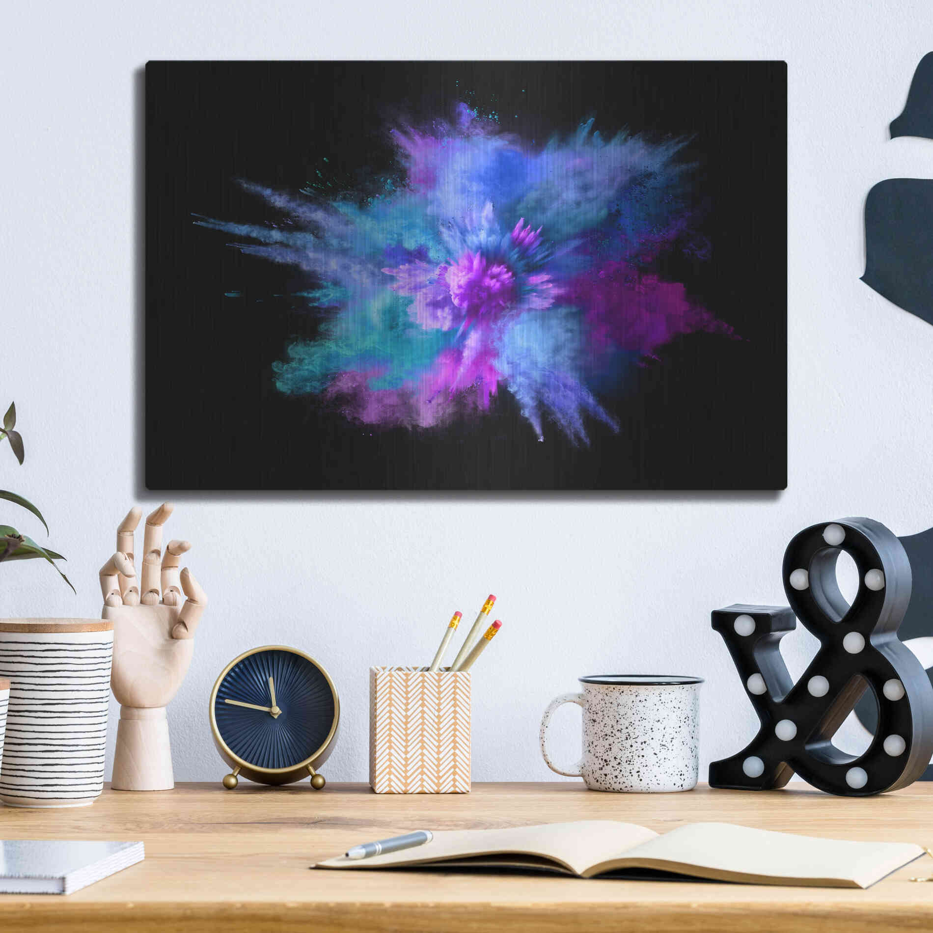 Luxe Metal Art 'Colorful Big Bang' by Epic Portfolio, Metal Wall Art,16x12