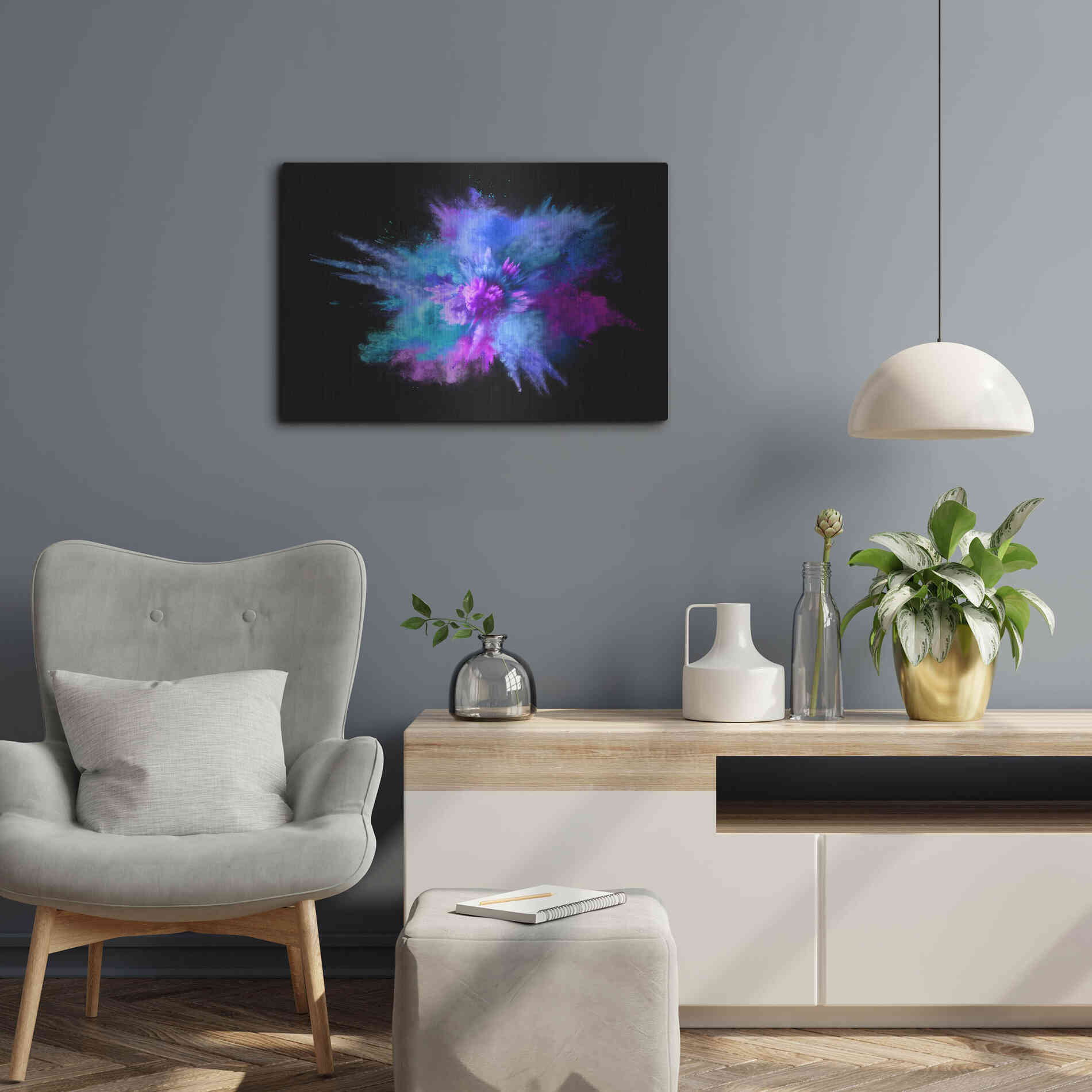 Luxe Metal Art 'Colorful Big Bang' by Epic Portfolio, Metal Wall Art,24x16