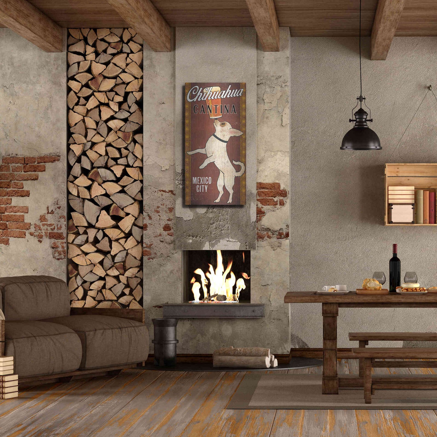 Luxe Metal Art 'White Chihuahua on Red' by Ryan Fowler, Metal Wall Art,24x48