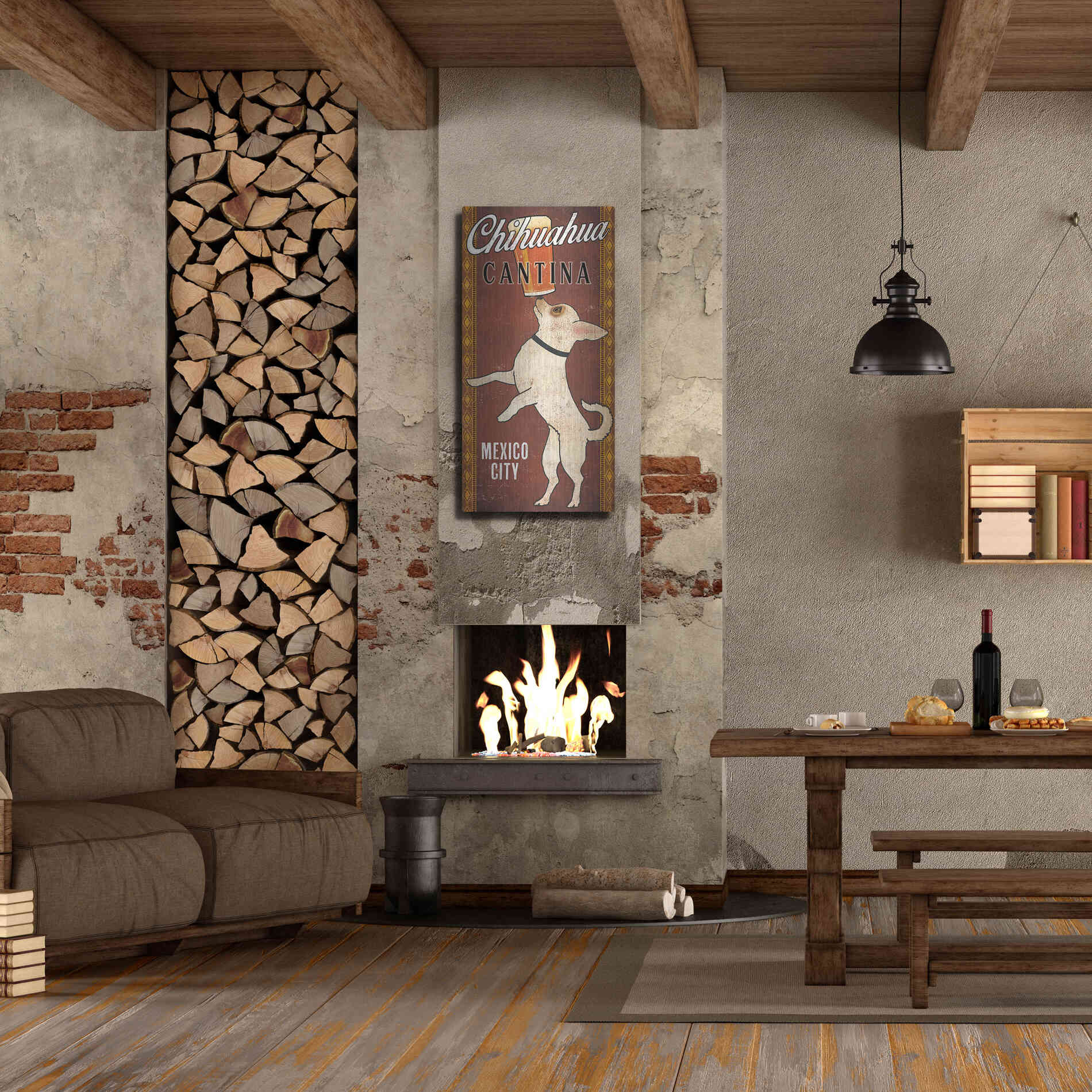 Luxe Metal Art 'White Chihuahua on Red' by Ryan Fowler, Metal Wall Art,24x48