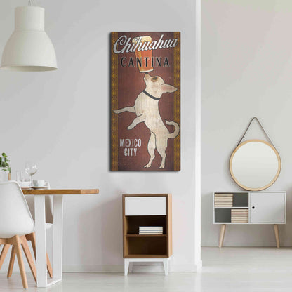 Luxe Metal Art 'White Chihuahua on Red' by Ryan Fowler, Metal Wall Art,24x48