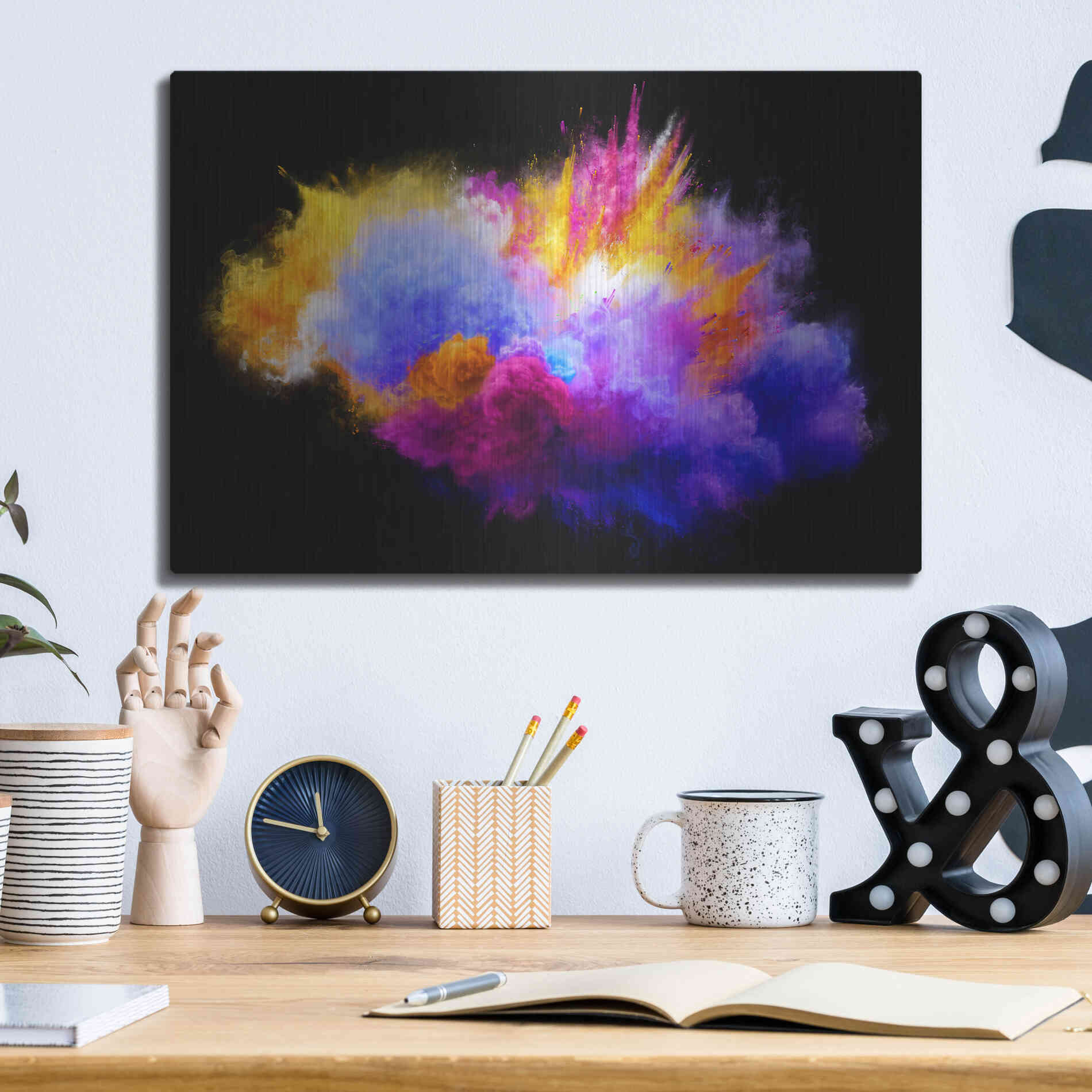 Luxe Metal Art 'Colorful Eruption ' by Epic Portfolio, Metal Wall Art,16x12