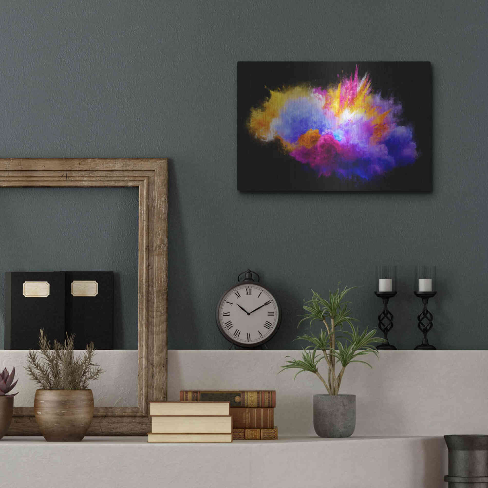 Luxe Metal Art 'Colorful Eruption ' by Epic Portfolio, Metal Wall Art,16x12