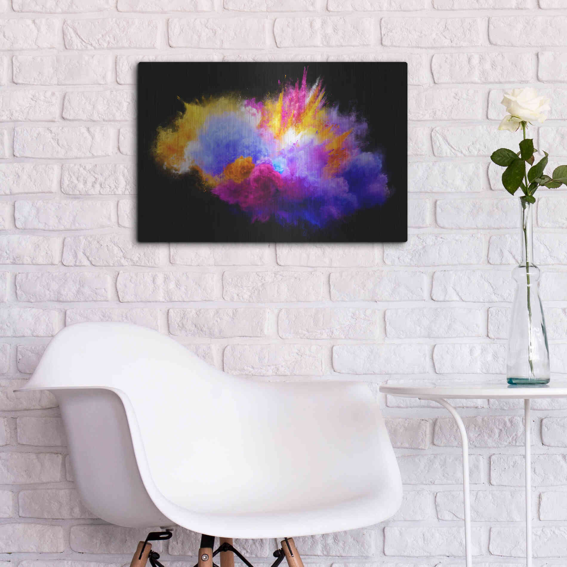 Luxe Metal Art 'Colorful Eruption ' by Epic Portfolio, Metal Wall Art,24x16