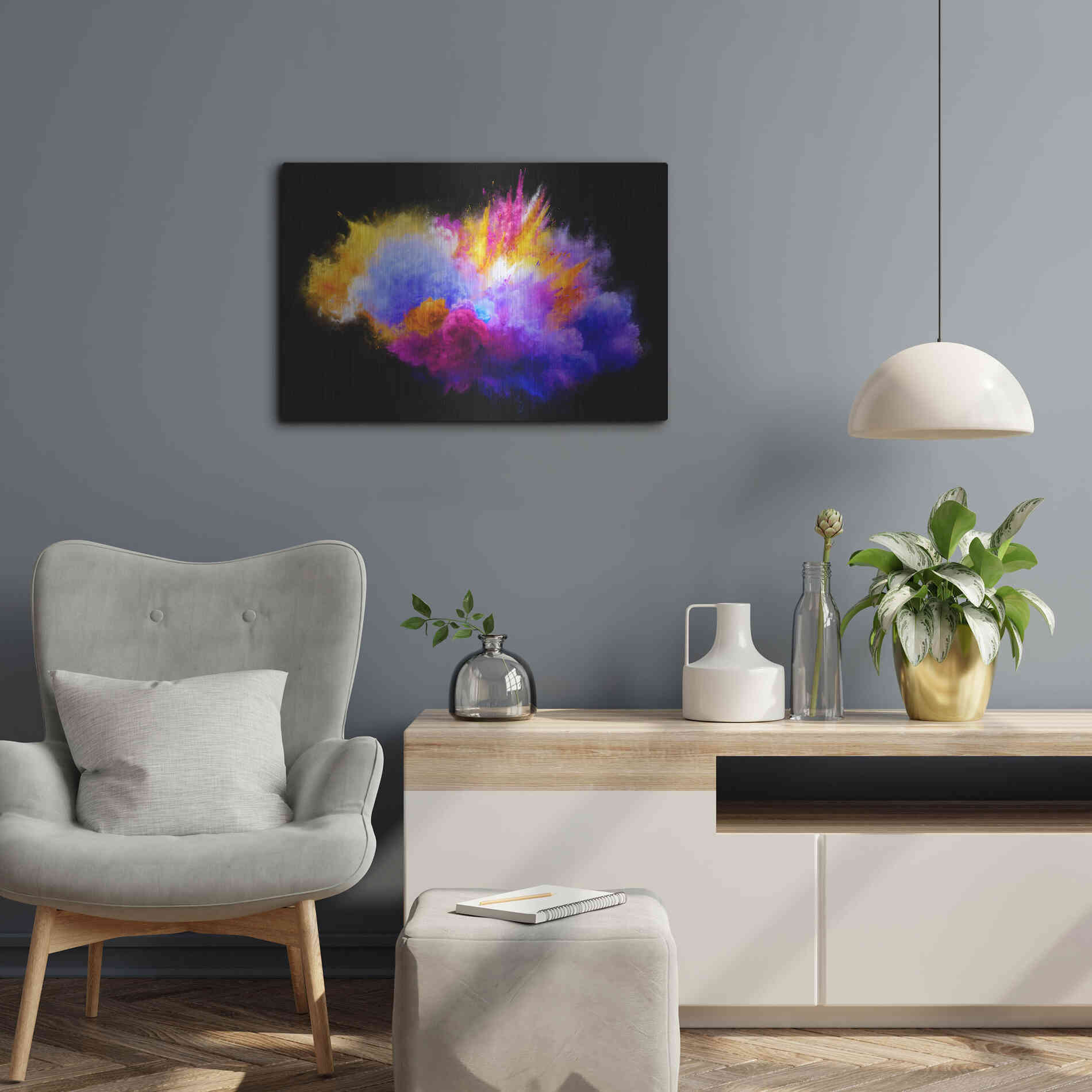 Luxe Metal Art 'Colorful Eruption ' by Epic Portfolio, Metal Wall Art,24x16