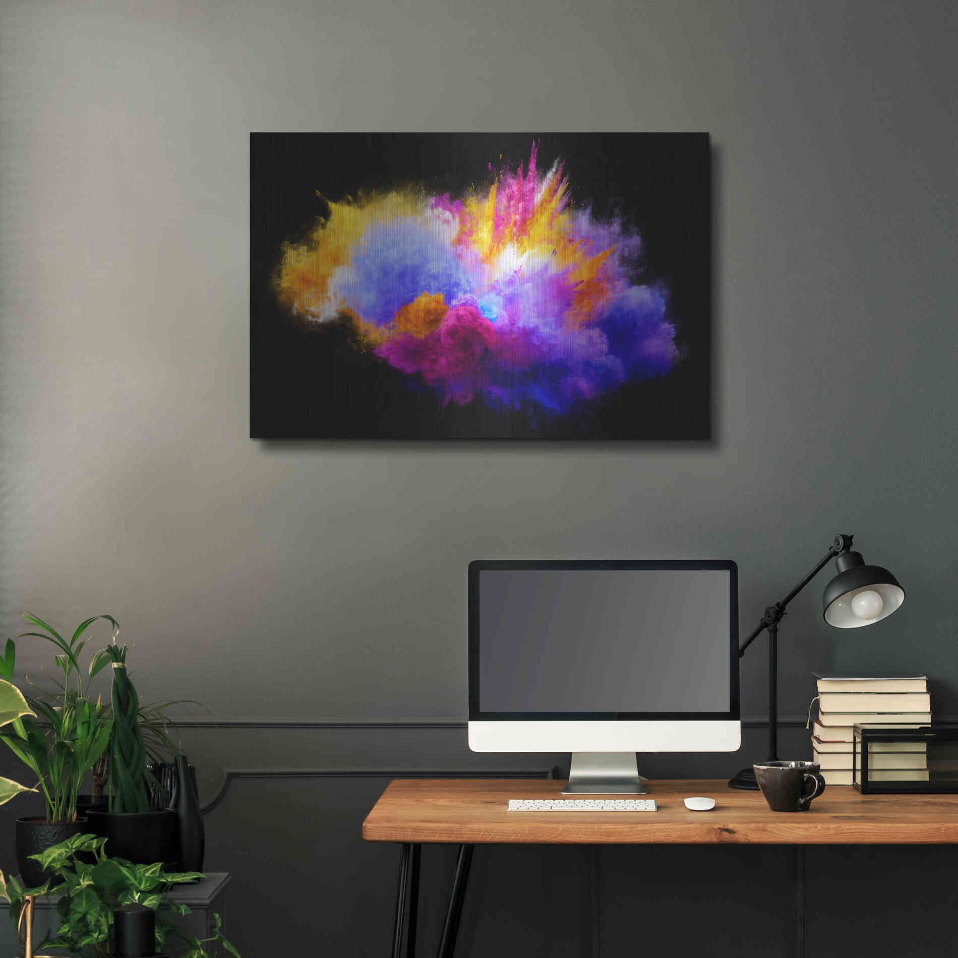 Luxe Metal Art 'Colorful Eruption ' by Epic Portfolio, Metal Wall Art,36x24
